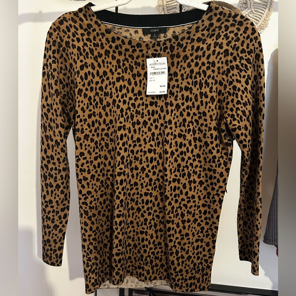 J. Crew Brown and Black Animal Print Long Sleeve Top